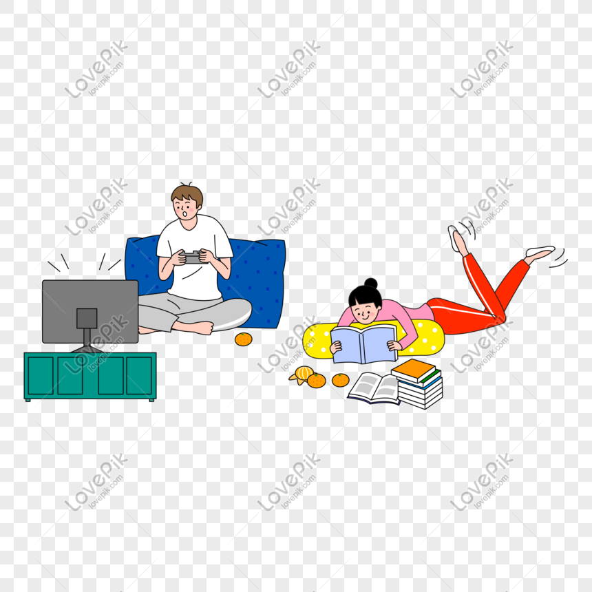 Couple Leisure Life Cartoon Hand Drawn, Couple Leisure Life Cartoon ...