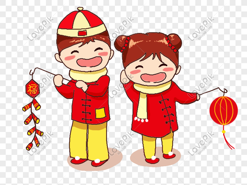 Spring Festival, Boy, Boy, Girl, Cartoon, Thousand, Original, Spring ...