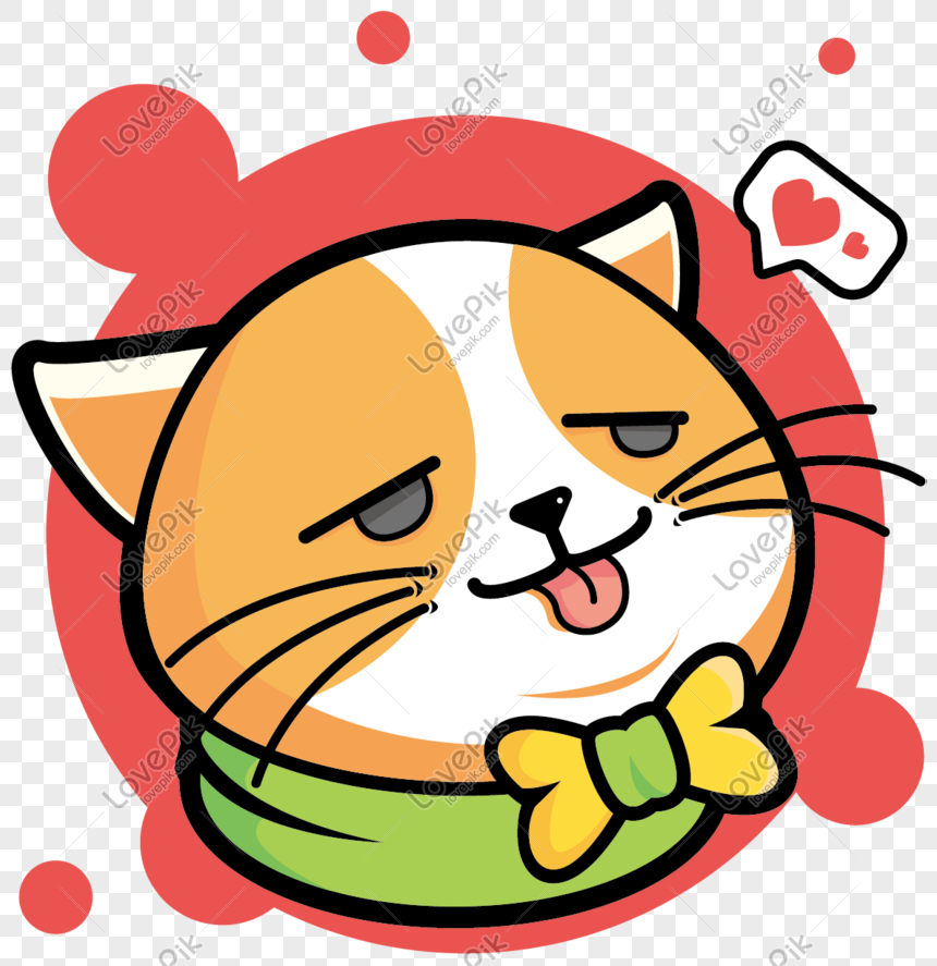 Vector Cute Cat Tongue Cartoon Hand Drawn Avatar PNG Hd ...