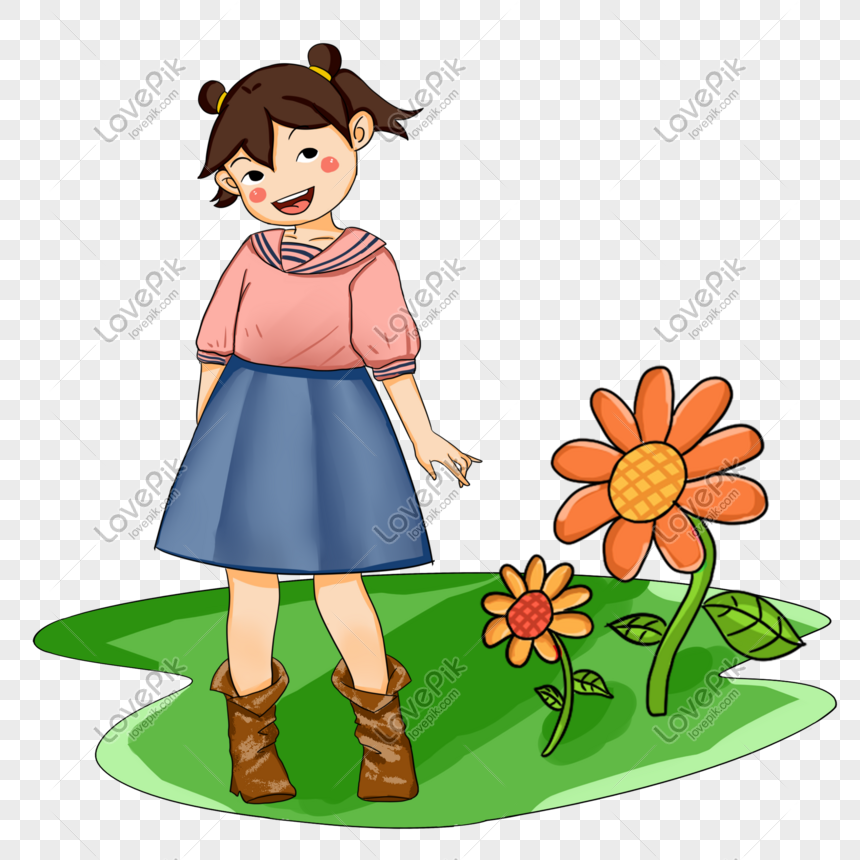 Hand Drawn Girl Character, Autumn Illustration PNG Transparent Image ...