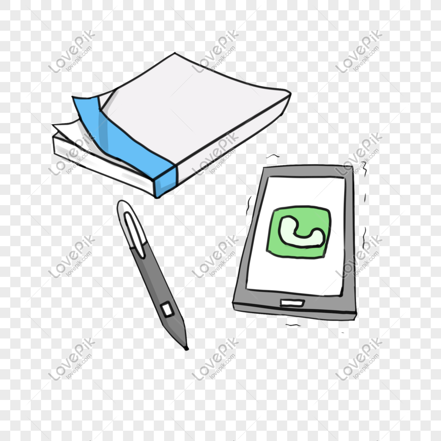 キャンパス文房具シリーズノートパソコン電話とペンの手描きイラストイメージ グラフィックス Id Prf画像フォーマットpsd Jp Lovepik Com