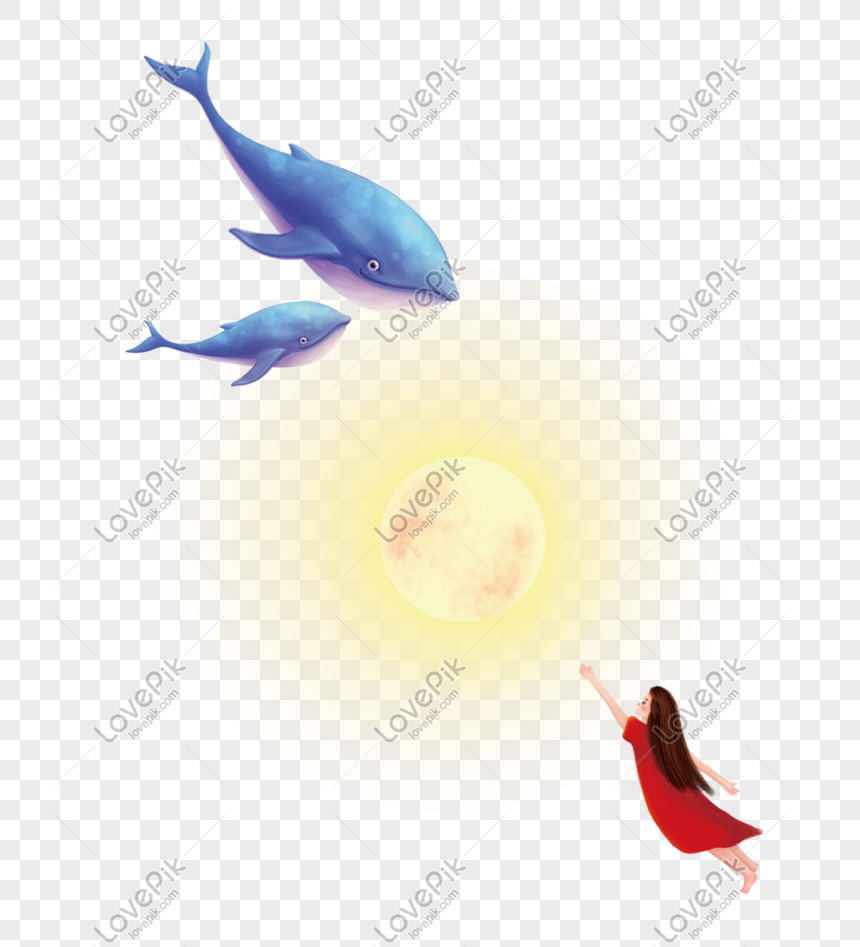少女と夢を見てシロナガスクジラの手描きイラストイメージ グラフィックス Id Prf画像フォーマットpsd Jp Lovepik Com