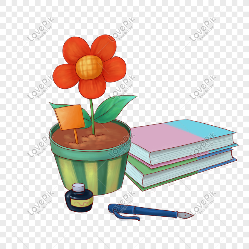 Hari Guru Bertema Ilustrasi Bunga Dan Buku Yang Digambar