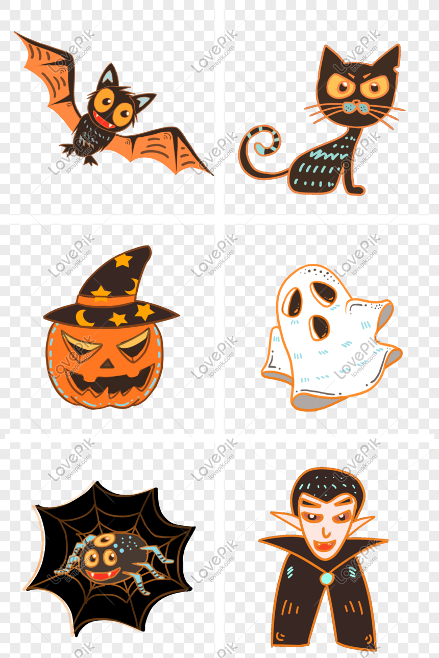 Halloween Cute Hand Drawn Free Button Element PNG White ...
