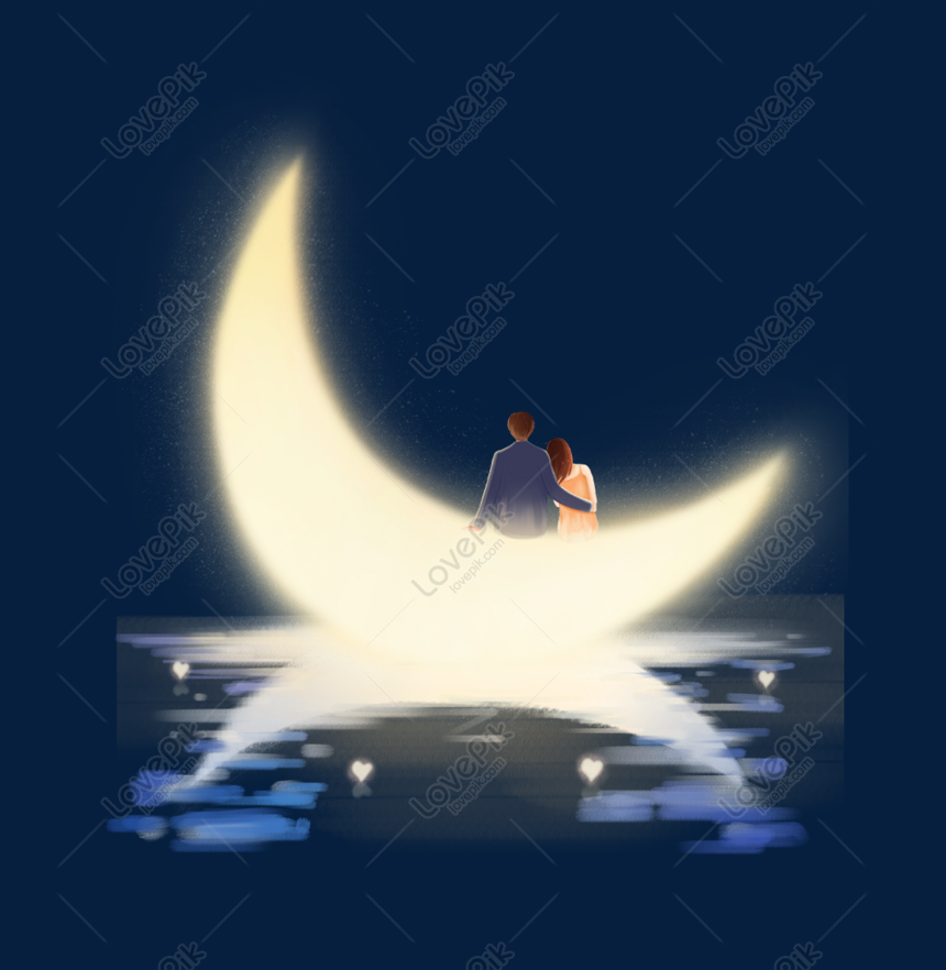 Romantic Couple Moonlight Theme Illustration PNG Free Download And Clipart  Image For Free Download - Lovepik | 611154813