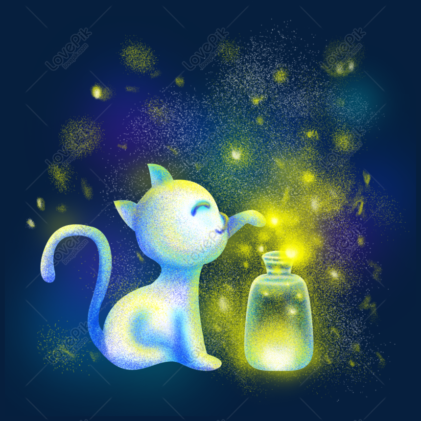 Hình ảnh Ảo Dễ Thương Mèo Mèo Thủy Tinh Jar đom đóm Vẽ Tay Minh Họa Psd PNG  Miễn Phí Tải Về - Lovepik