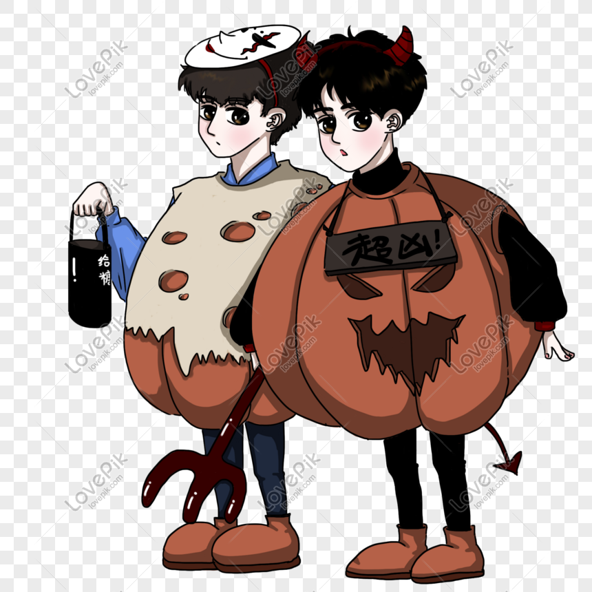 Dibujos Animados De Halloween Dibujados A Mano Dos Hermanos Van PNG  Imágenes Gratis - Lovepik