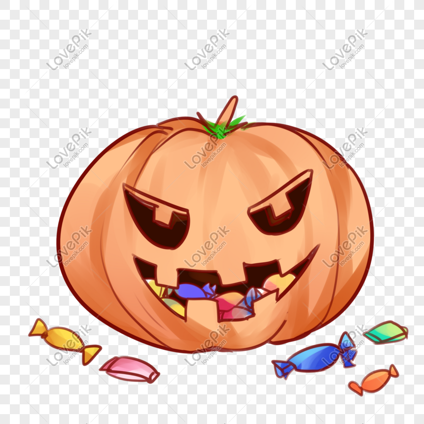 Candy Pumpkin Hand Drawn Illustration PNG Hd Transparent Image And ...