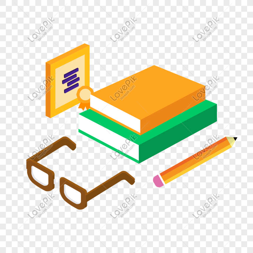 Stereo book book stationery illustration, Three-dimensional cartoon illustration, three-dimensional book, textbook png transparent background
