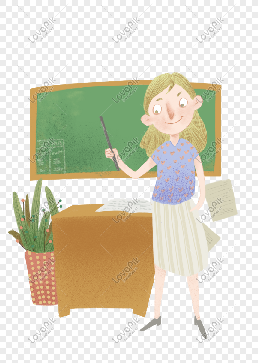 Female Teacher Lecture Hand Drawn Illustration PNG Image Free Download ...