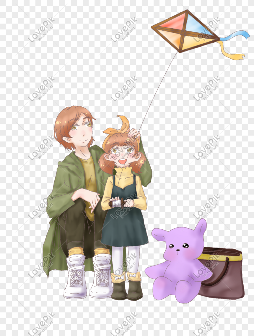 Anime Cartoon Illustration Of Brother And Sister Flying A Kite PNG Image  Free Download And Clipart Image For Free Download - Lovepik | 611209171