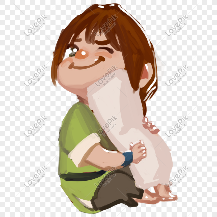 Child Holding A Pillow Thick Coated Psd PNG Image And Clipart Image For  Free Download - Lovepik | 611212798