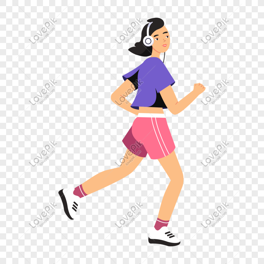  Kartun  Berlari Gadis Olahraga  Yang Digambar Tangan 