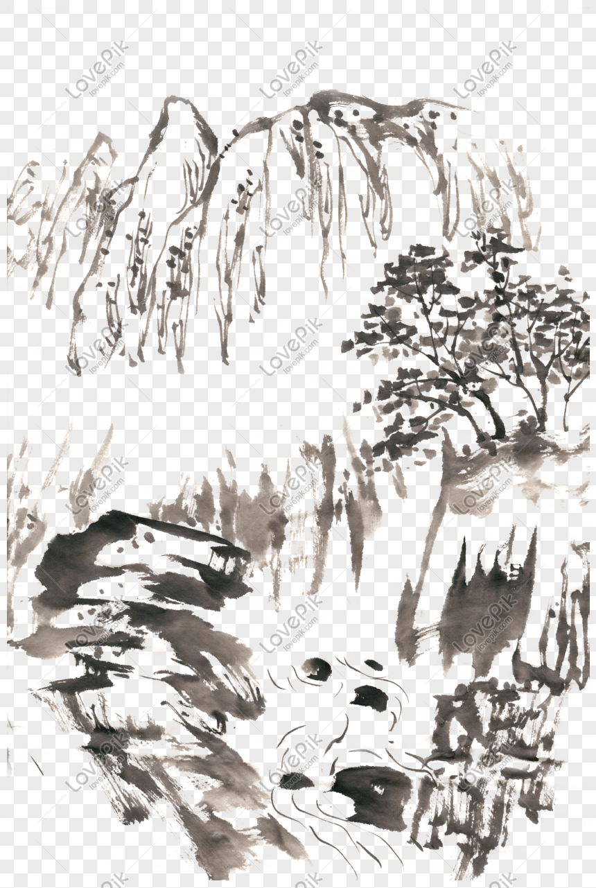 山の滝水墨画pngフリー素材イメージ グラフィックス Id Prf画像フォーマットpsd Jp Lovepik Com