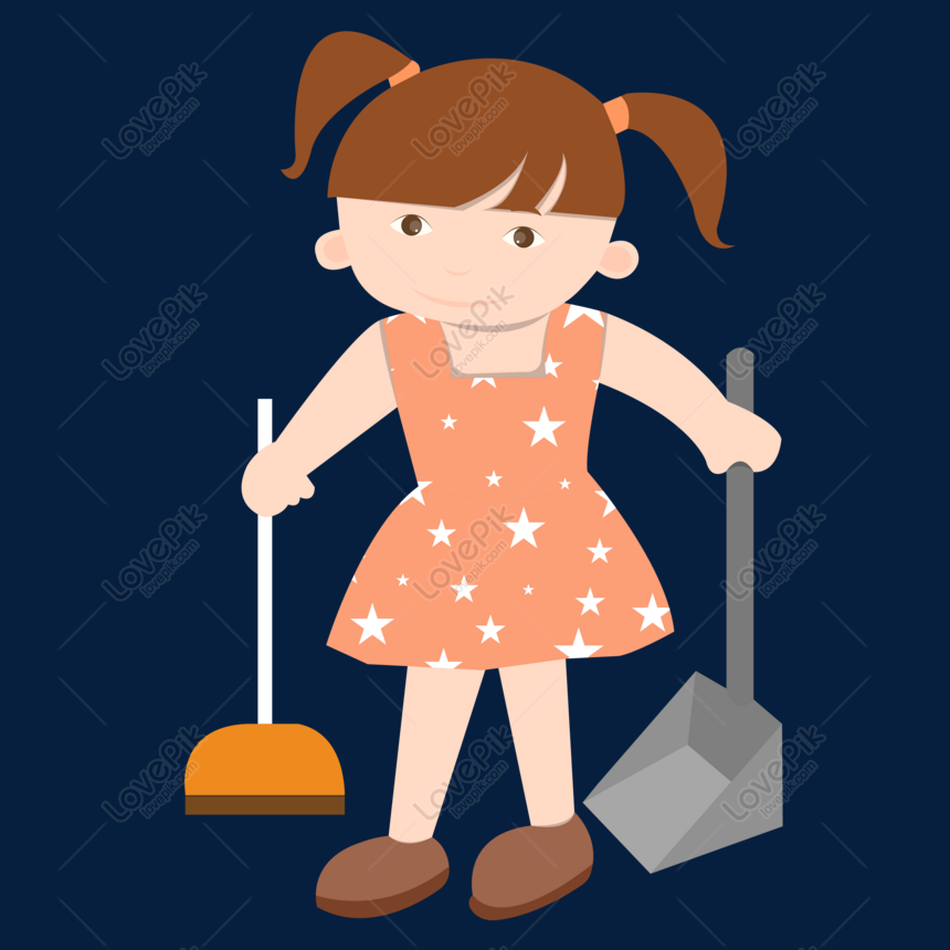 Hand Drawn Vector School Leave Student Cleaning Free PNG And Clipart Image  For Free Download - Lovepik | 611234779