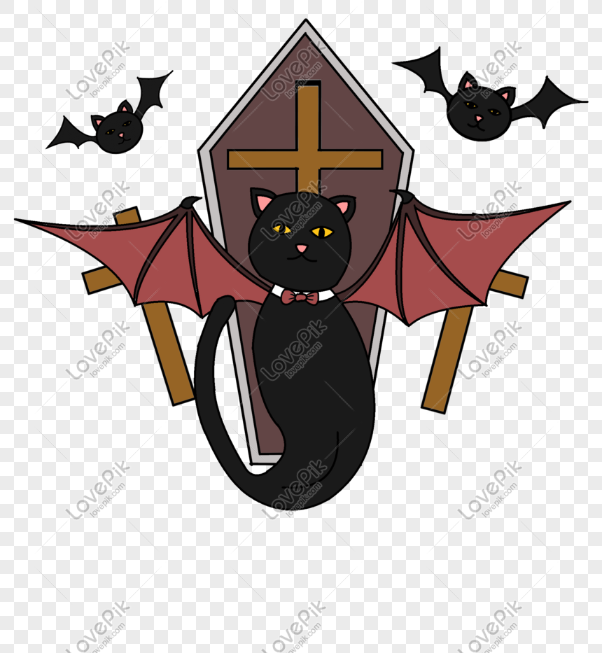 Photo De Chauve Souris Croix De Cercueil De Chat Noir Halloween Vampire Numero De L Image Format D Image Psd Fr Lovepik Com