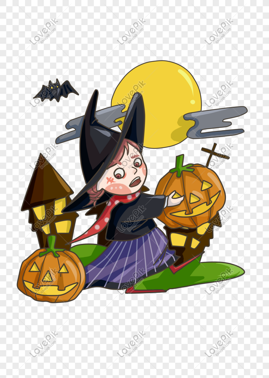 Bruja De Dibujos Animados De Halloween Vestir Ilustración De Per PNG  Imágenes Gratis - Lovepik