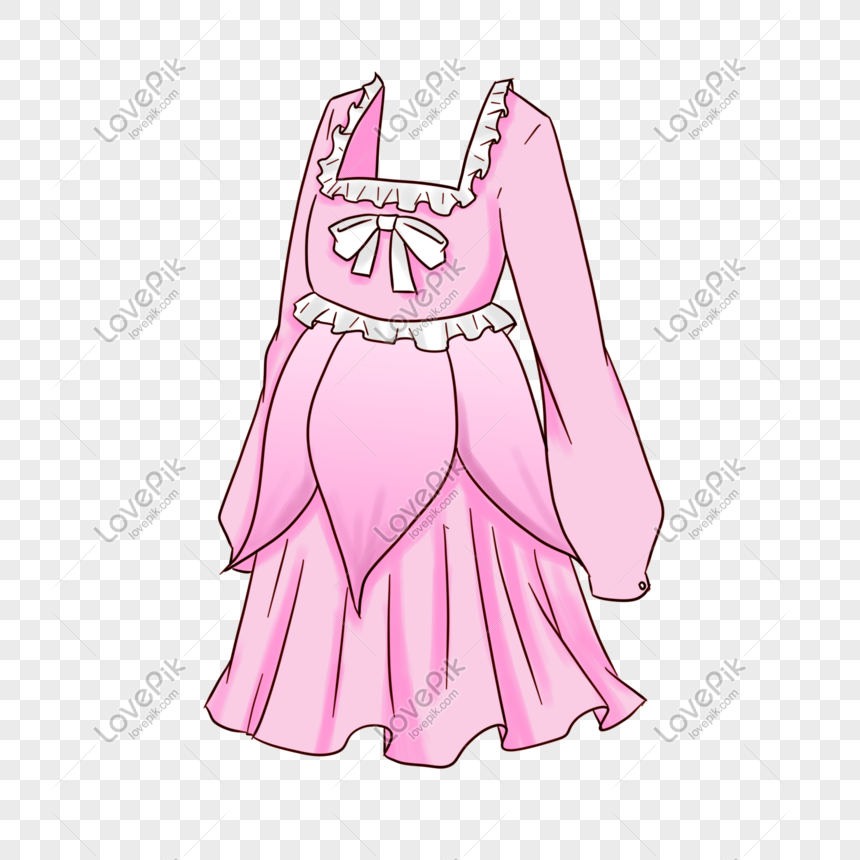 Hand Painted Pink Lotus Skirt Illustration PNG Picture And Clipart ...