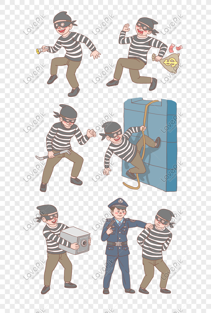 Police Catch Thief Cartoon Hand Drawn PNG Image And Clipart Image For Free  Download - Lovepik | 611248558