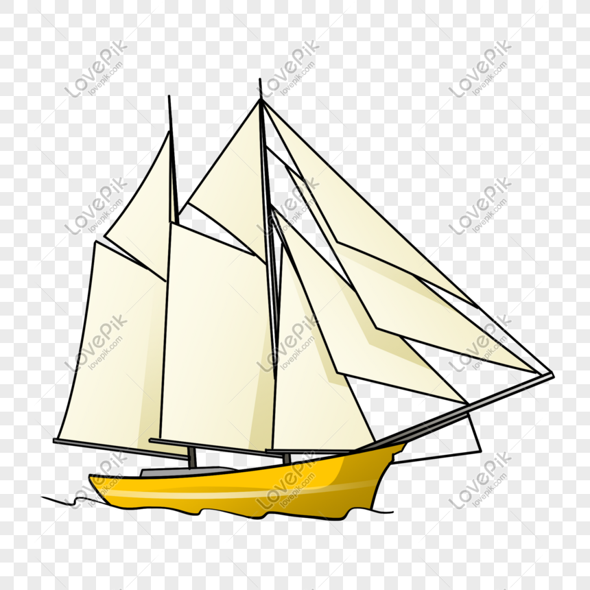 Sailboat cartoon hand drawn illustration, Wooden boat, boat, european ancient ship png image