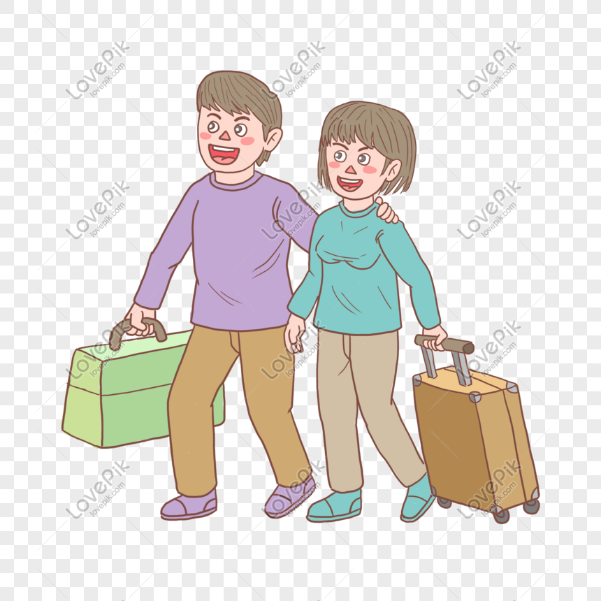 Tourist Couple Couple Hand Drawn Cartoon PNG Image And Clipart Image ...