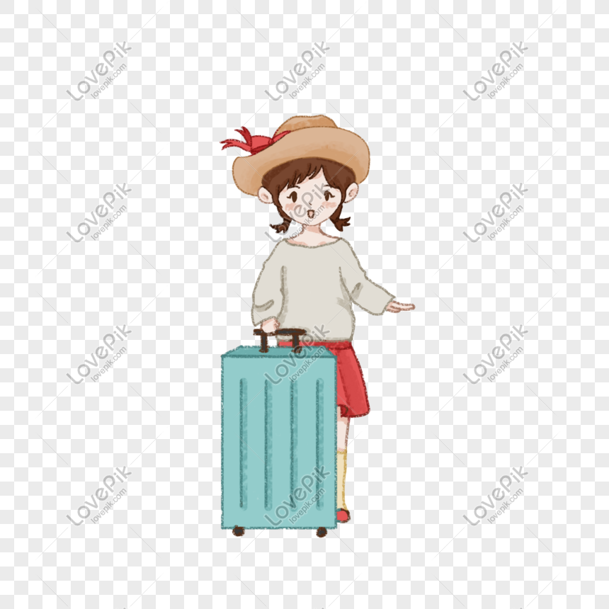 National Day tourist girl with suitcase, National day, holiday, travel png hd transparent image
