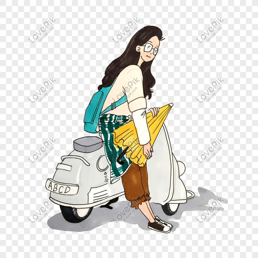 Ride Electric Car Girl Cartoon Hand Painted Png Free PNG Hd Transparent  Image And Clipart Image For Free Download - Lovepik | 611273964