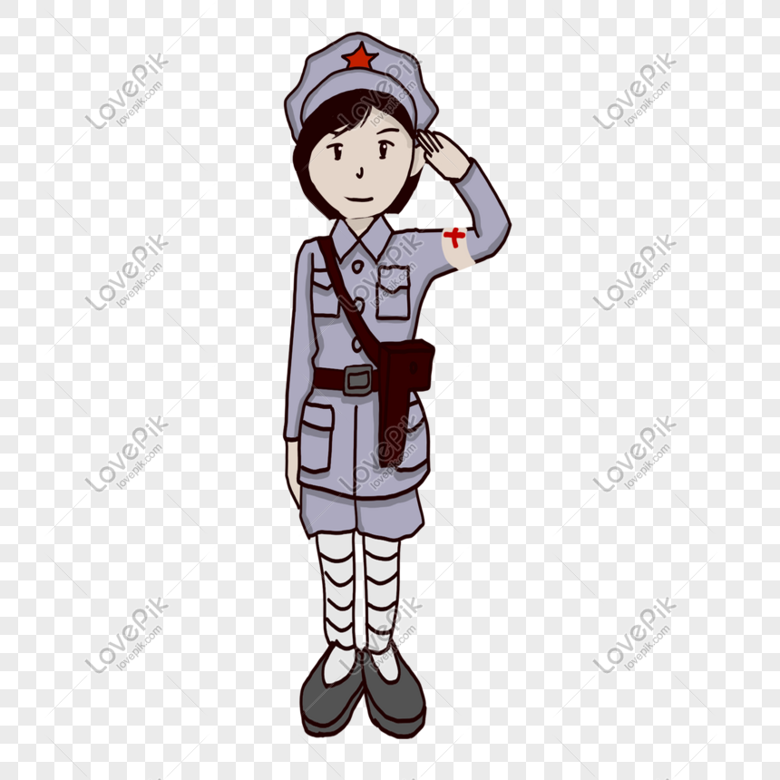 Ilustrasi Hormat Karakter Dokter Wanita Tentara Merah Gambar