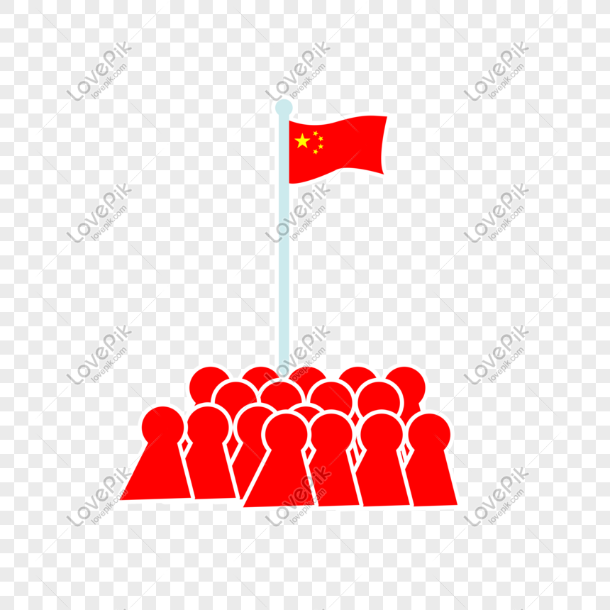 National Day Festival Stick Figure Flag Raising Ceremony PNG Picture ...