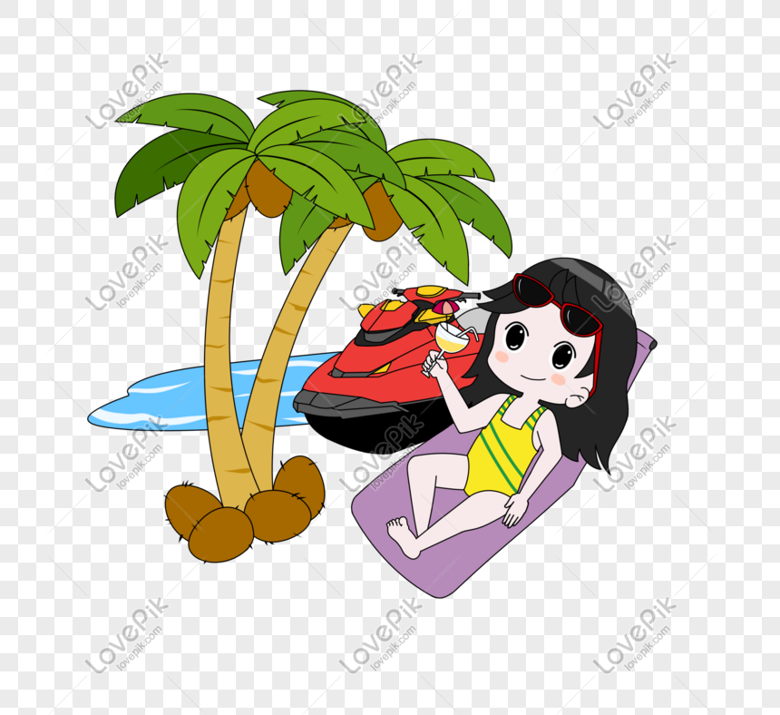 休暇の女の子ビーチ島旅行イラストイメージ グラフィックス Id Prf画像フォーマットpsd Jp Lovepik Com