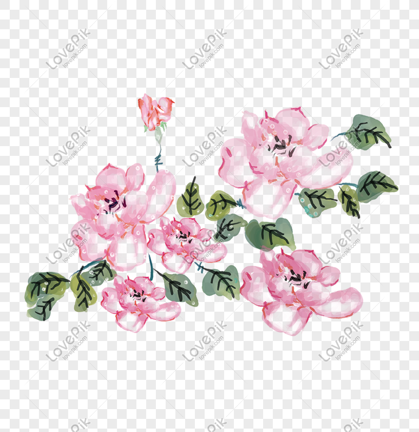 Ilustrasi Hiasan Bunga Tangan Dicat Antik Png Grafik Gambar Unduh