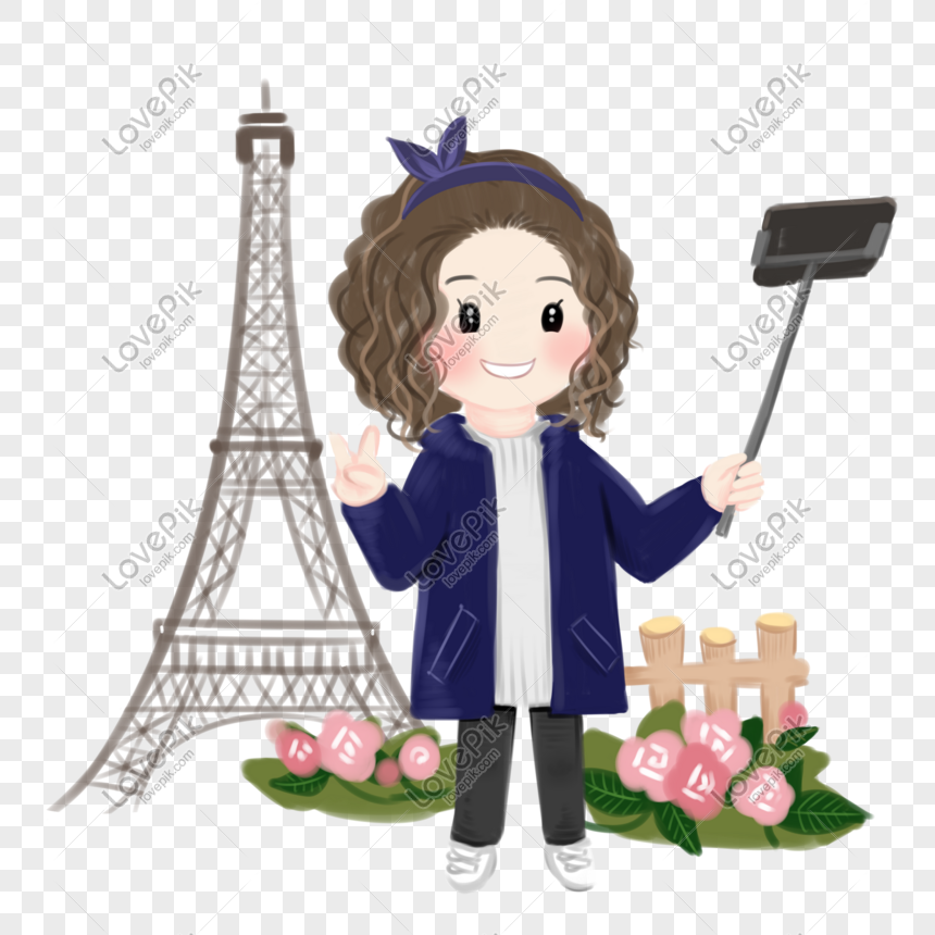Hình ảnh Paris Tower Travel Girl Minh Họa PNG Miễn Phí Tải Về - Lovepik
