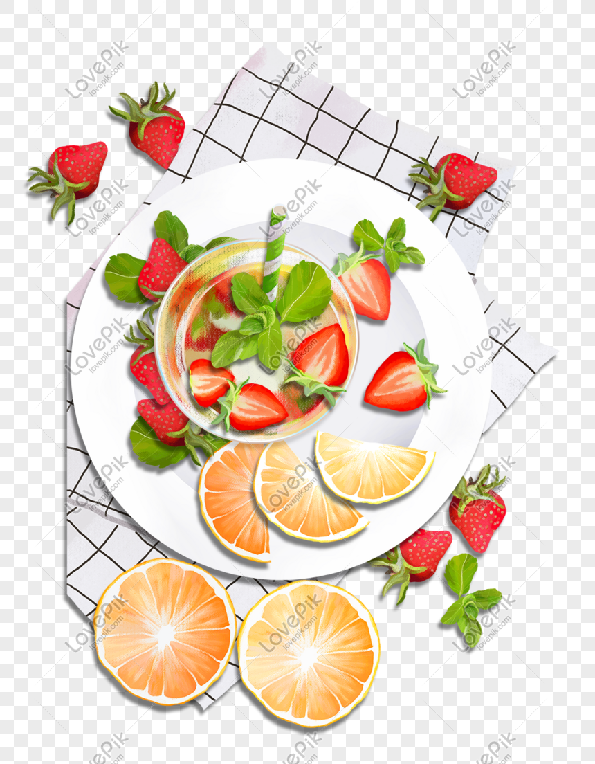 Tema Buah Ilustrasi Kartun Strawberry Orange PNG Grafik Gambar Unduh Gratis Lovepik