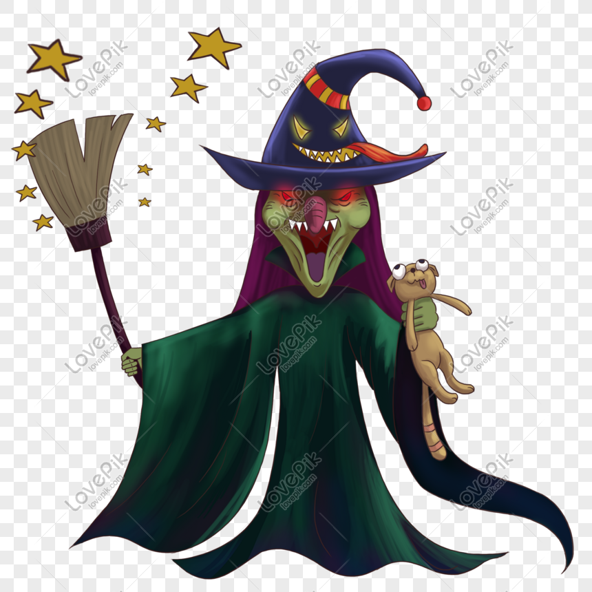 Halloween Evil Witch Hand Painted Free Element PNG White Transparent And  Clipart Image For Free Download - Lovepik | 611289602
