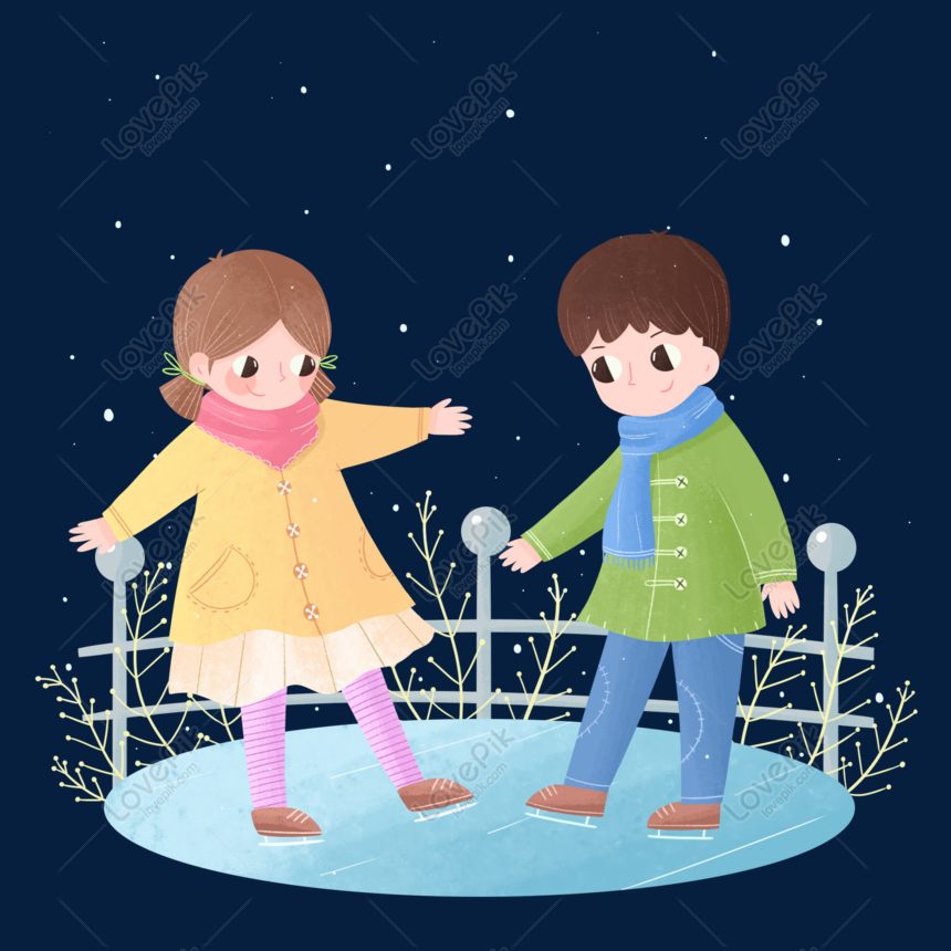 Hand Drawn Winter Cute Girl Boy Png Image Psd File Free Download Lovepik