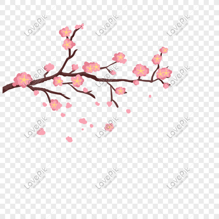 Ink Painting Peach Blossom Falling Illustration PNG Picture And ...