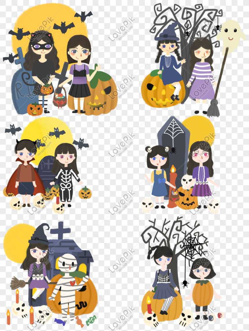 Halloween Color Cálido Dibujos Animados Pintados A Mano Viento G PNG  Imágenes Gratis - Lovepik