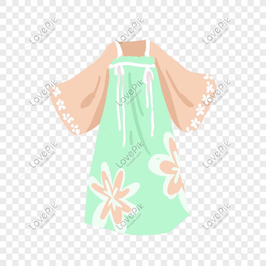 Hand Drawn Traditional Costume Maid Hanbok Illustration PNG ...