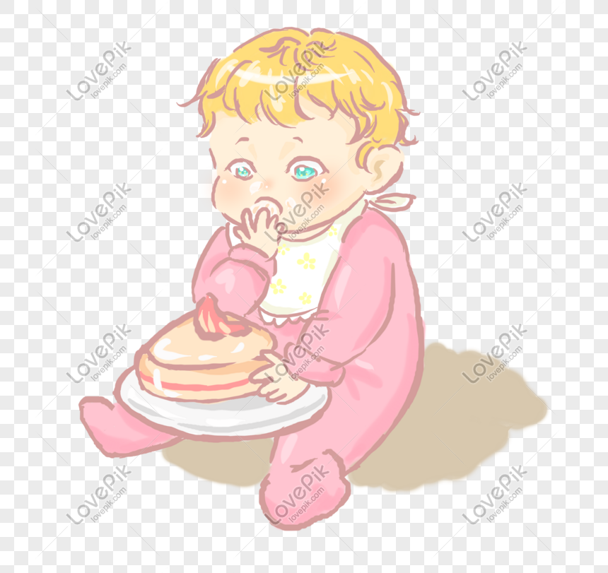 Lindo Bebé Sentado En El Suelo Comiendo Un Pastel PNG Imágenes Gratis -  Lovepik