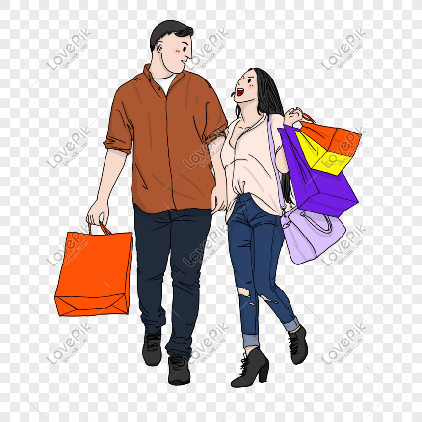 boy and girl shopping
