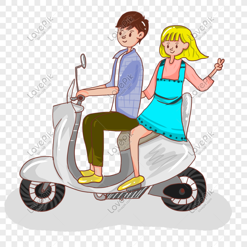 Cartoon illustration of couple wearing lovers outfits traveling , Tourism season Golden Week self-driving tour family travel cartoon theme hand-painted illustration, travel season, golden week png image