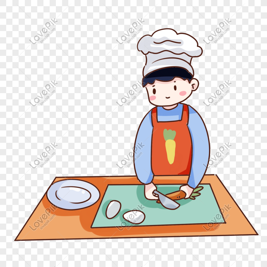 koki  kartun  tangan yang ditarik sedang memasak PNG grafik 