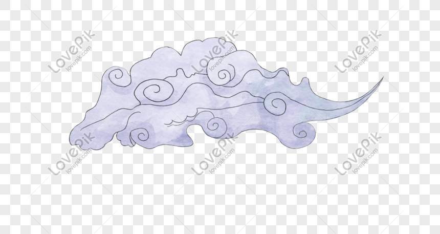 hand drawn chinese style clouds illustration on transparent