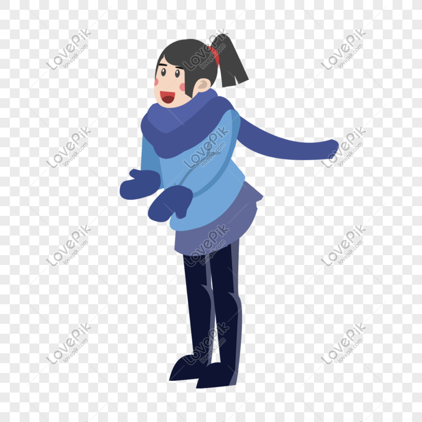 Winter Hand Drawn Girl Free Buckle Illustration PNG Transparent ...