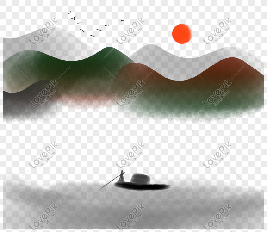 Chinese Style Landscape Painting Chinese Painting Ink Paintin PNG Hd ...