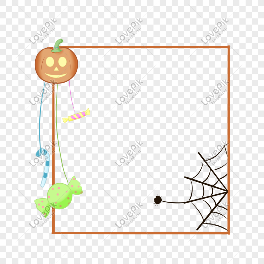 Pumpkin Candy Border Decoration Illustration PNG Free Download And ...