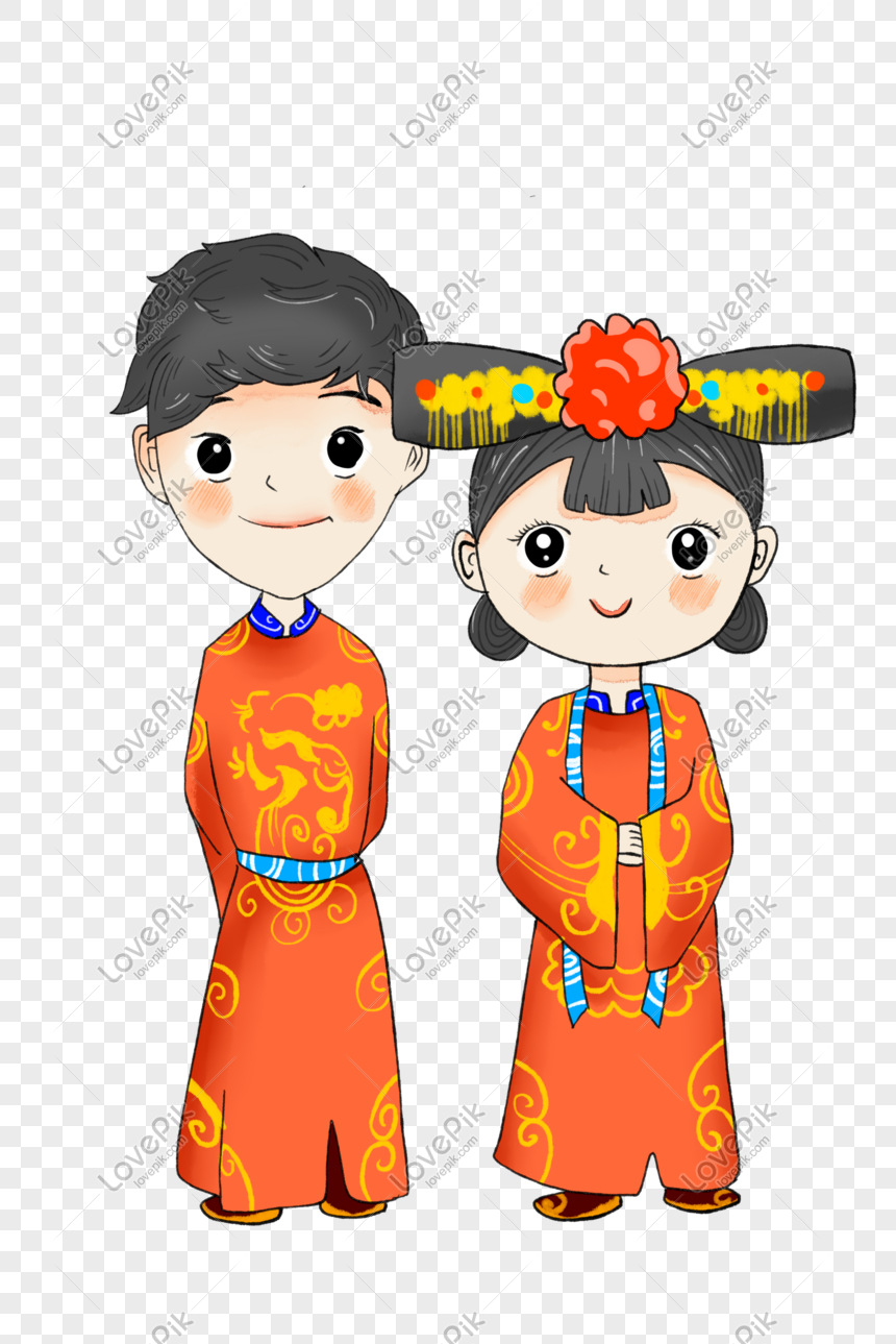 Costume Bride And Groom Wedding Illustration PNG Picture And Clipart ...