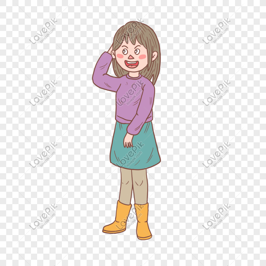 Happy Winter Girl Happy Hand Drawn In Winter Winter PNG Free Download ...