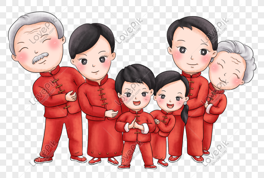 retrato de familia tradicional china