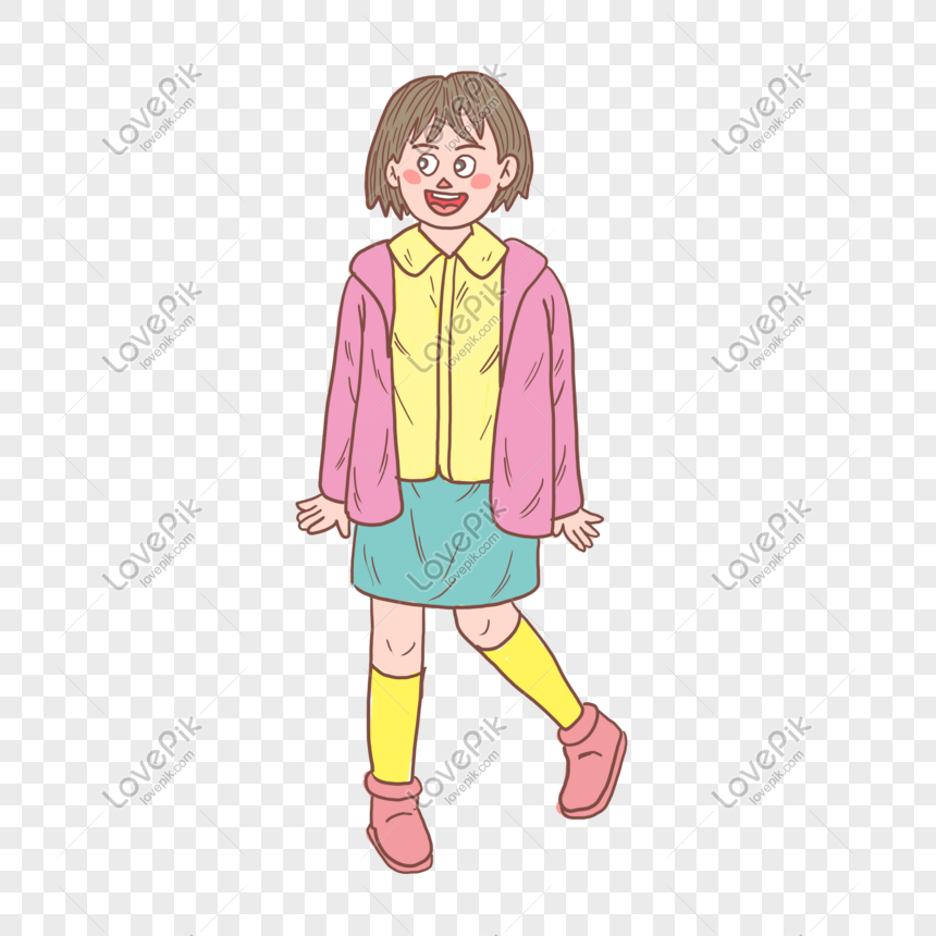 Winter Winter Pink Girl Cartoon Hand Drawn PNG Image And Clipart Image ...